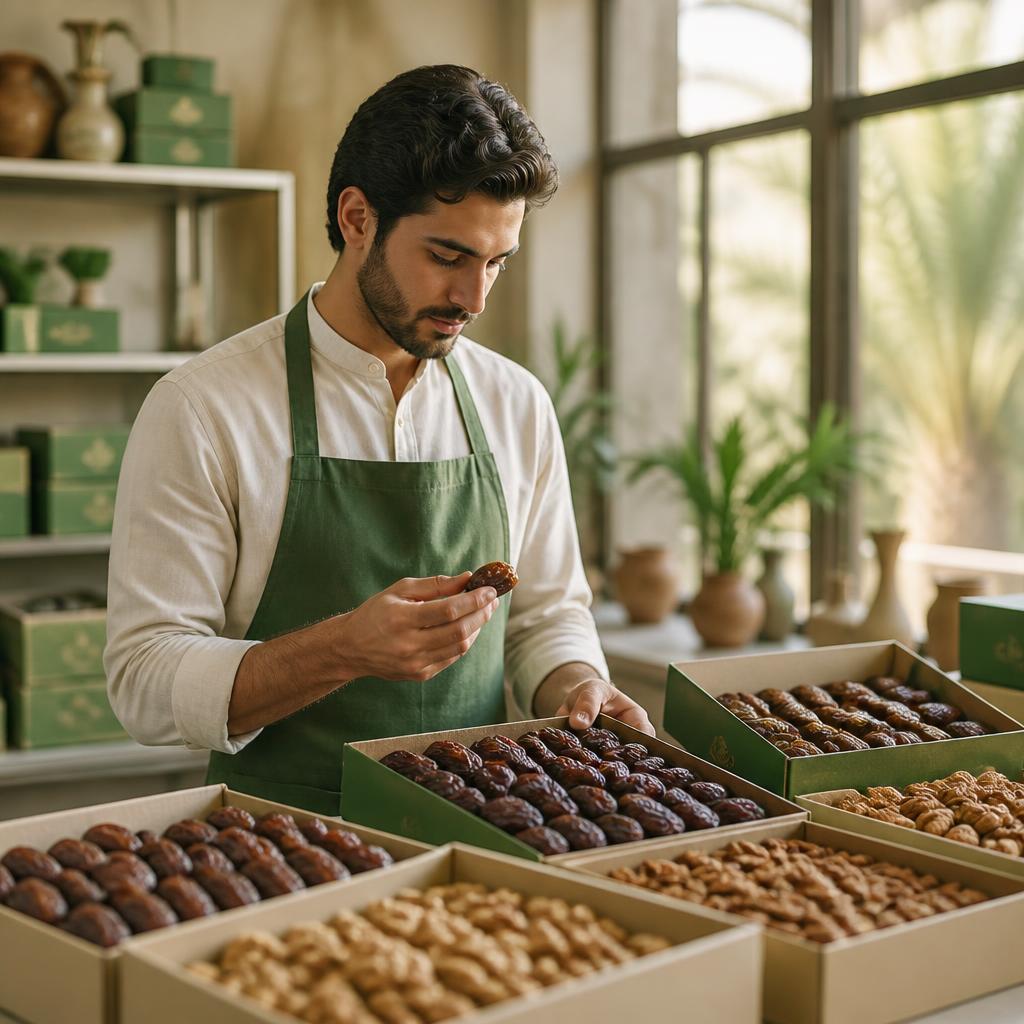 Quetta Mart team checking premium dates and nuts before packing